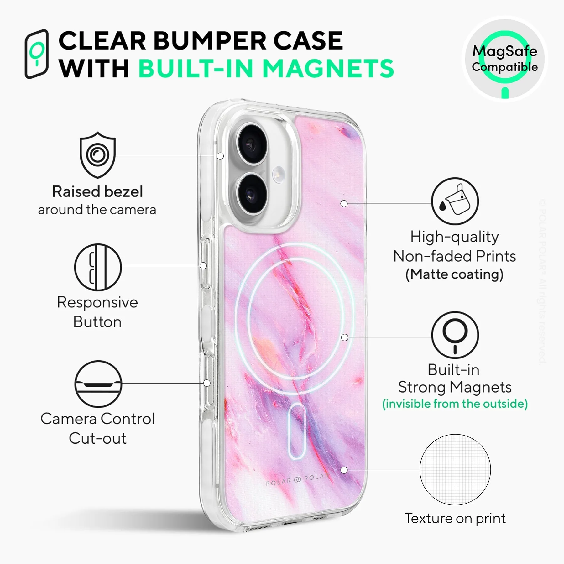 Cotton Candy - iPhone 16 Plus Clear Bumper MagSafe Case
