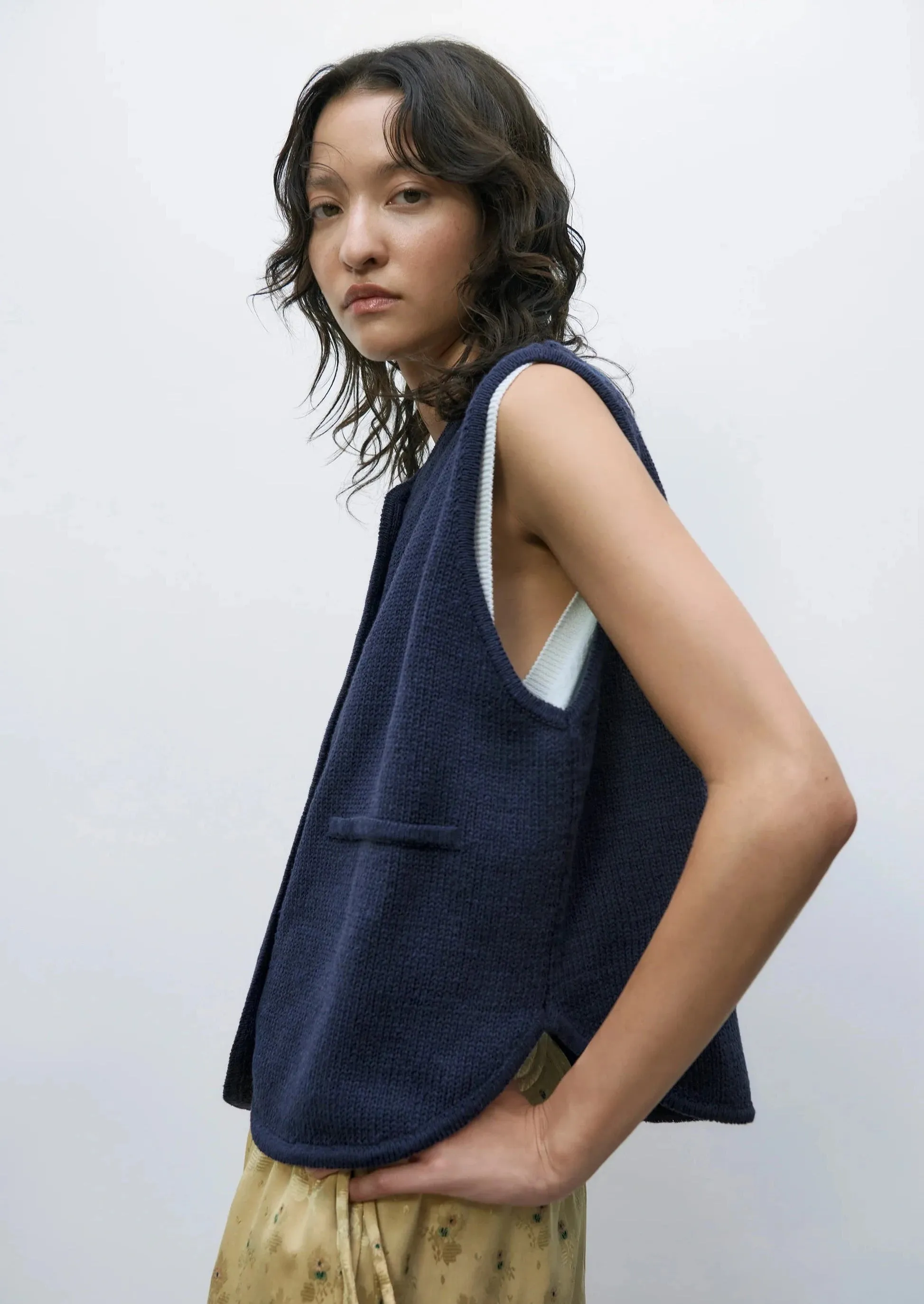 Cotton Waistcoat, Navy