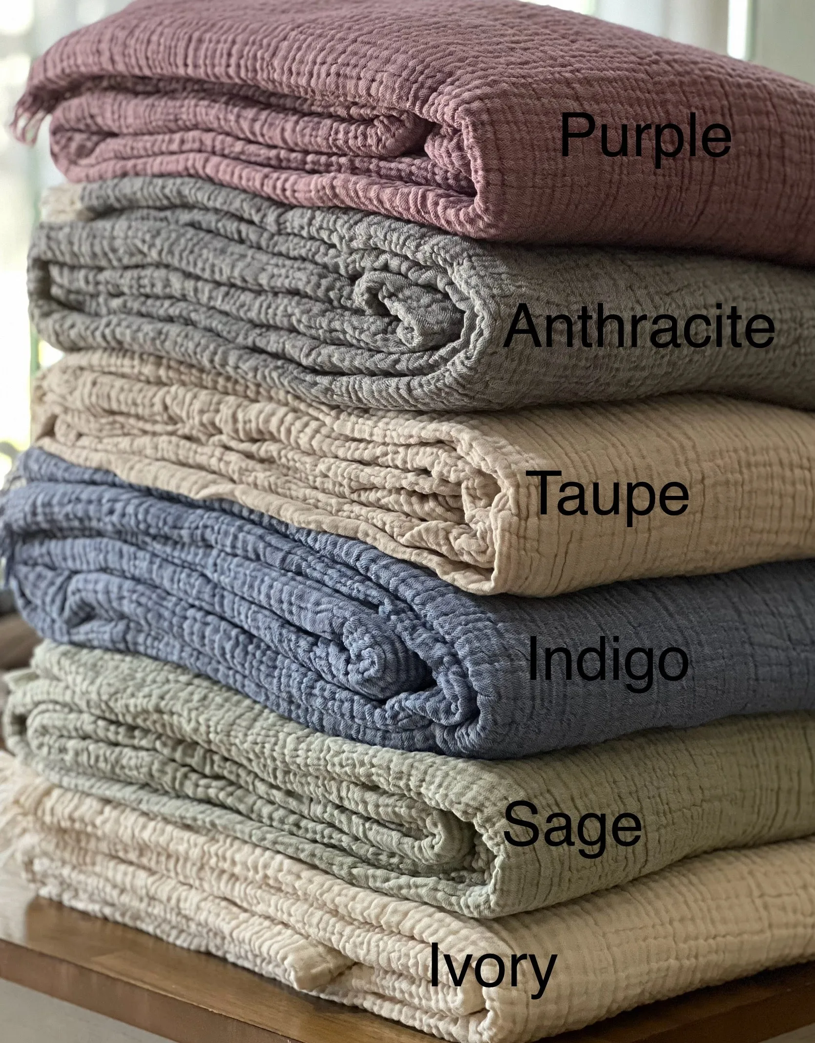 Crinkled Muslin Bed Blanket