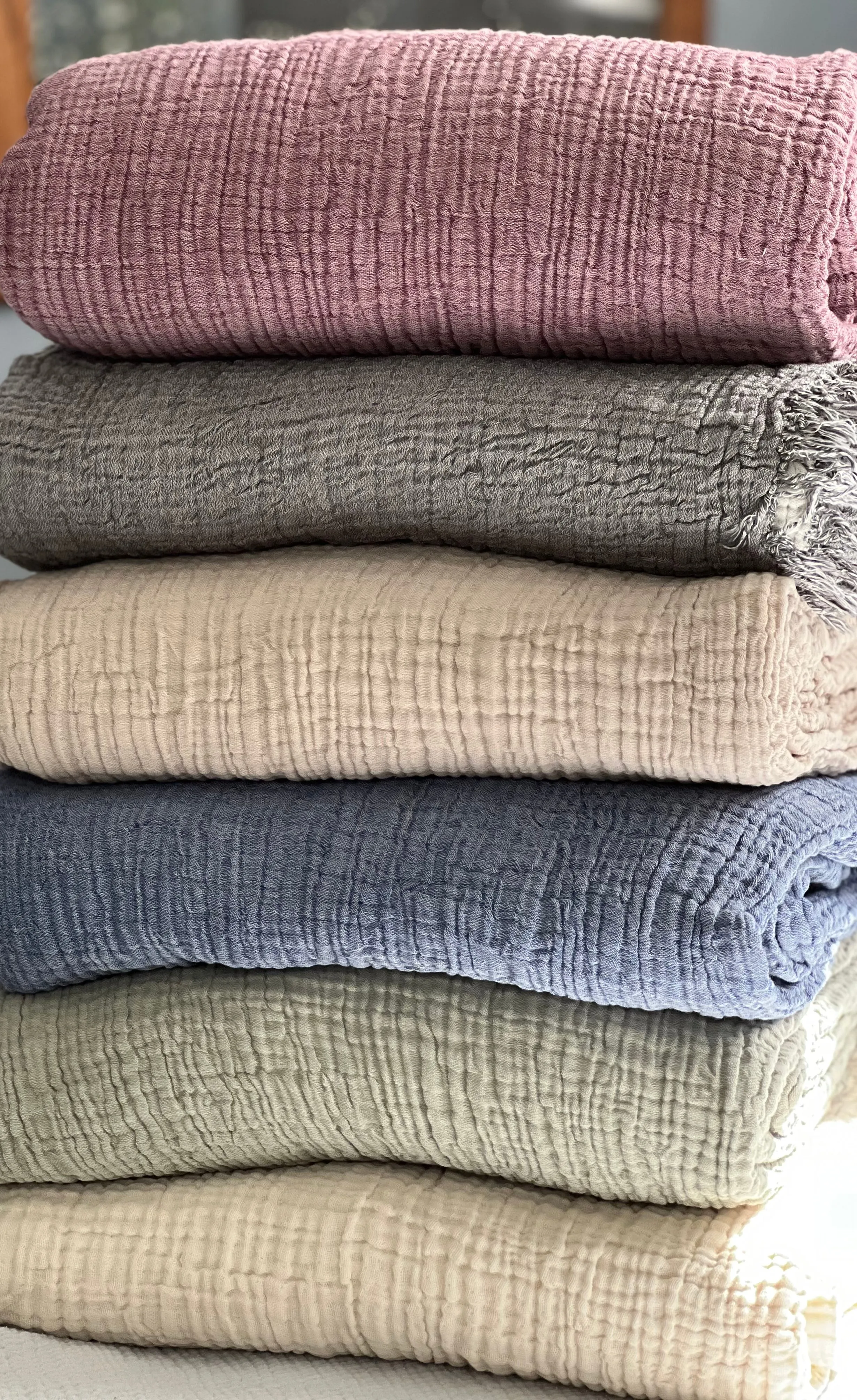 Crinkled Muslin Bed Blanket