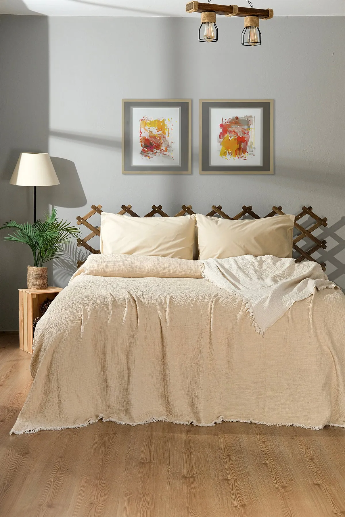 Crinkled Muslin Bed Blanket