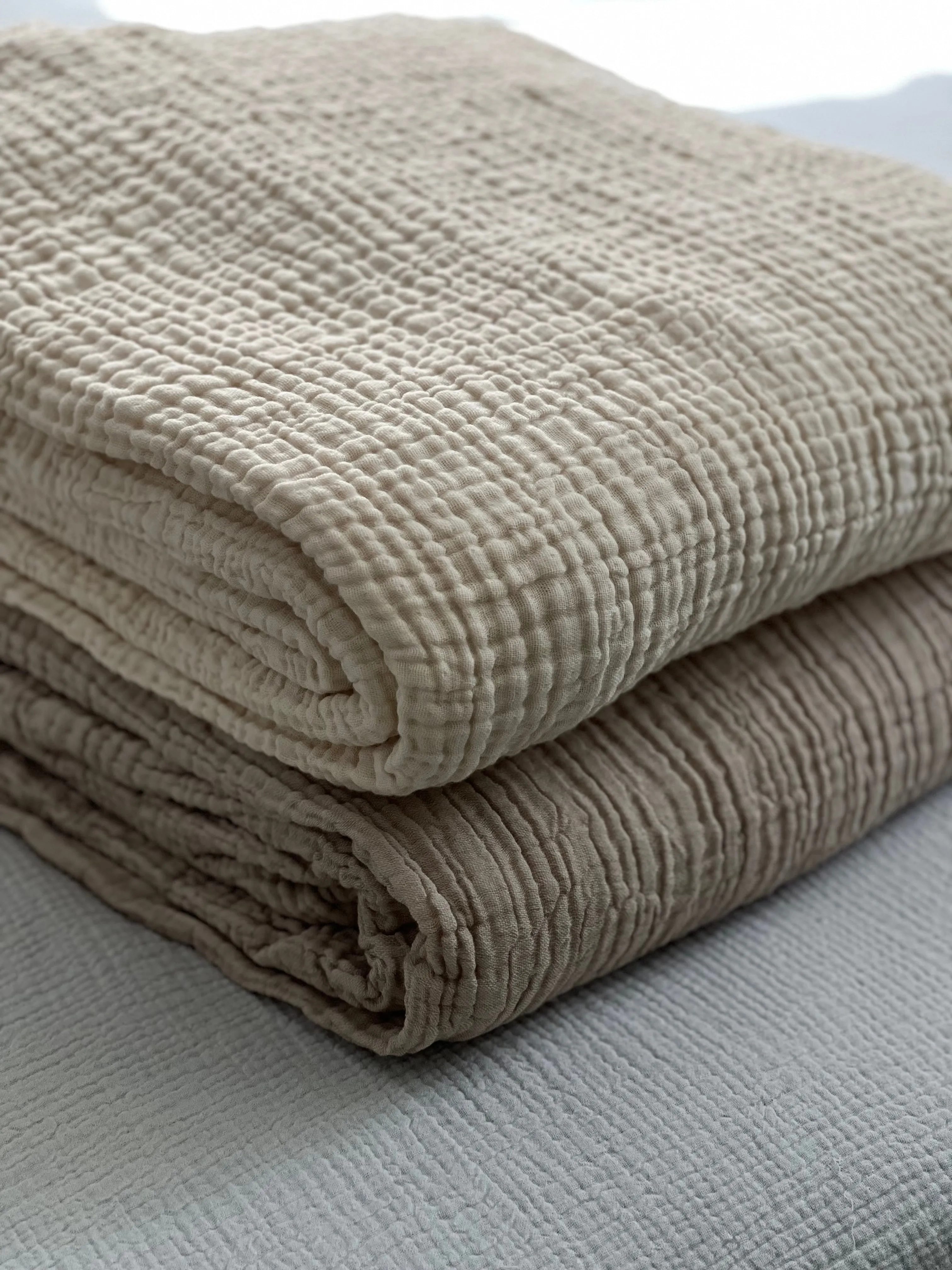 Crinkled Muslin Bed Blanket