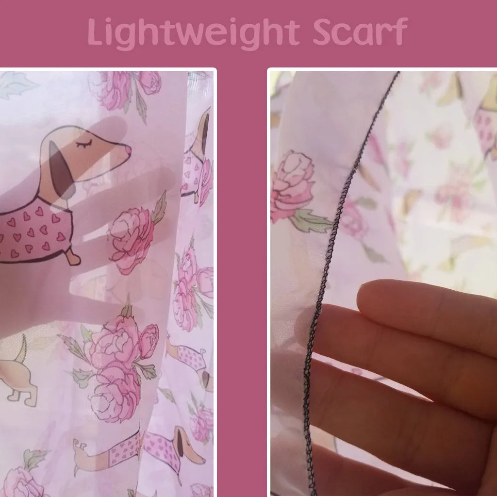 Dachshund Scarf Wrap | Lightweight Pink Floral