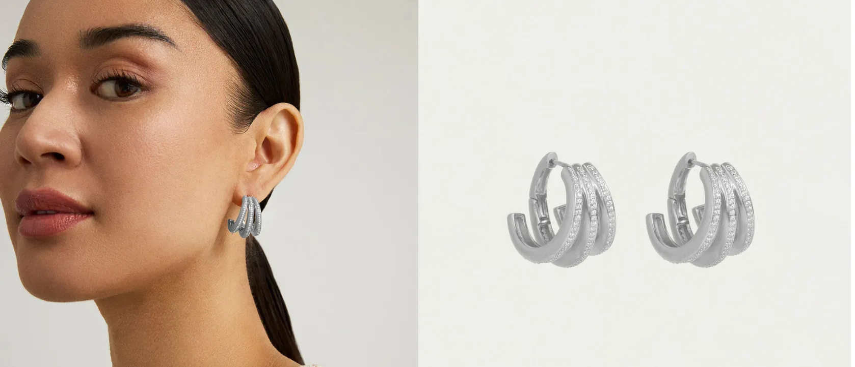 Dauphine Pavé Hoop Earrings E105S