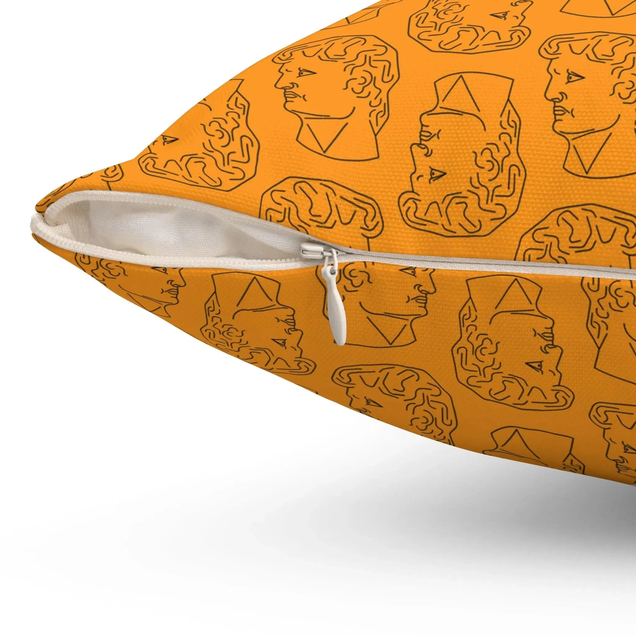 David Busts Orange Printed Throw Pillow