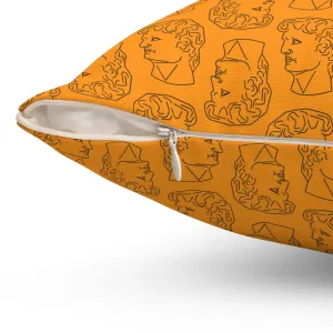 David Busts Orange Printed Throw Pillow