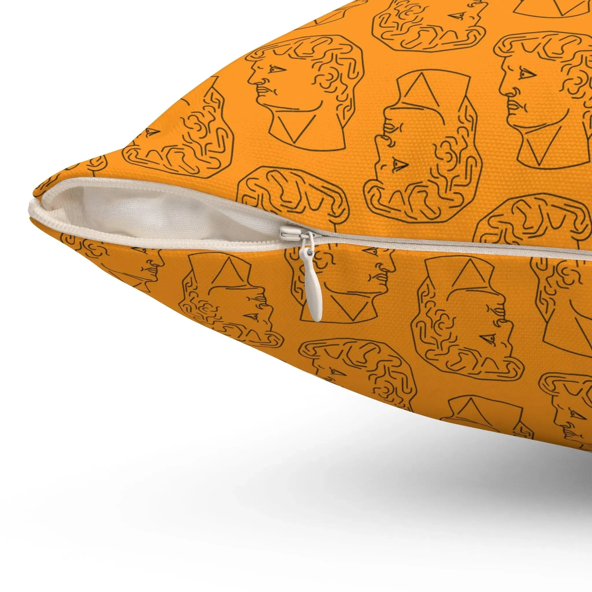 David Busts Orange Printed Throw Pillow