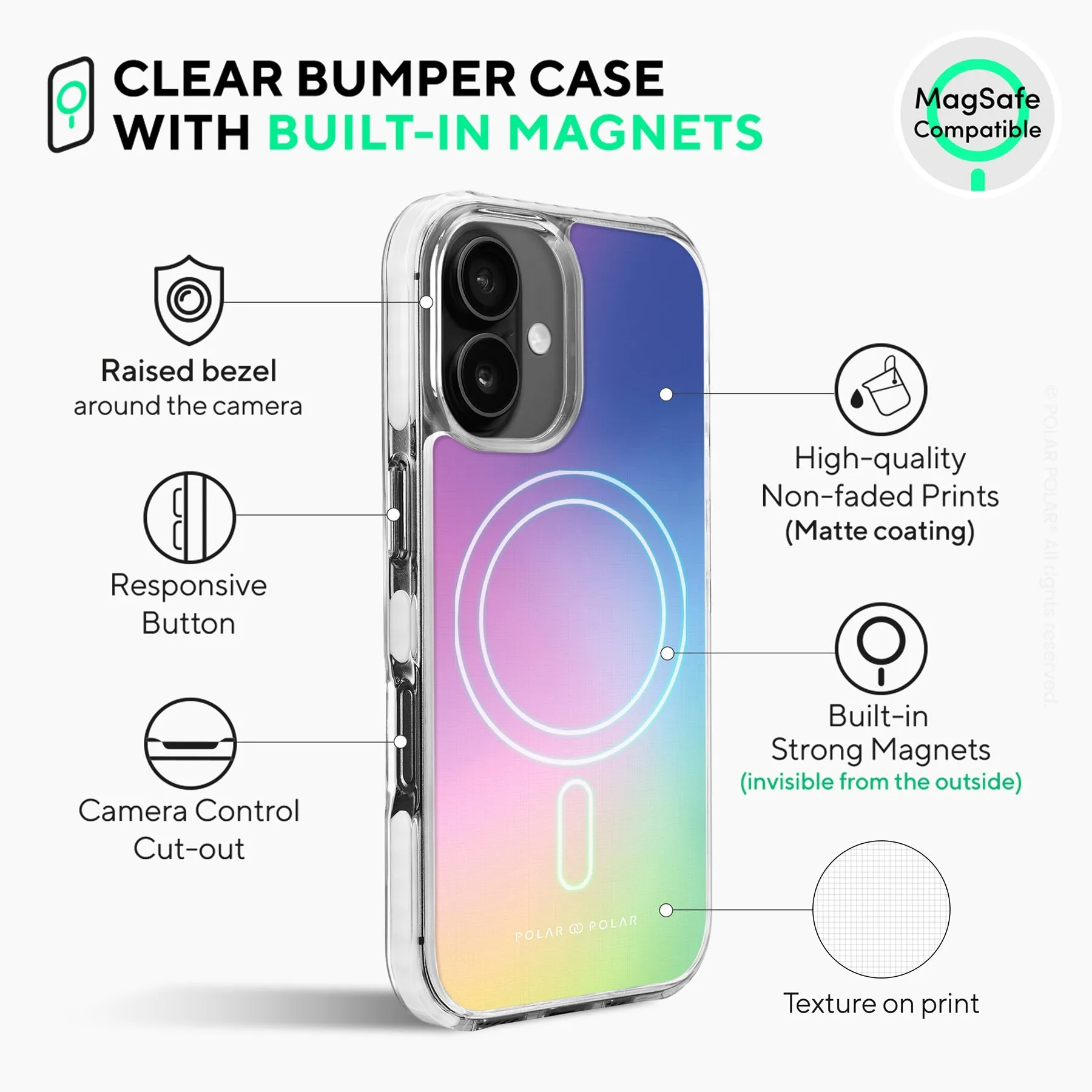 Daydream Holo - iPhone 16 Plus Clear Bumper MagSafe Case