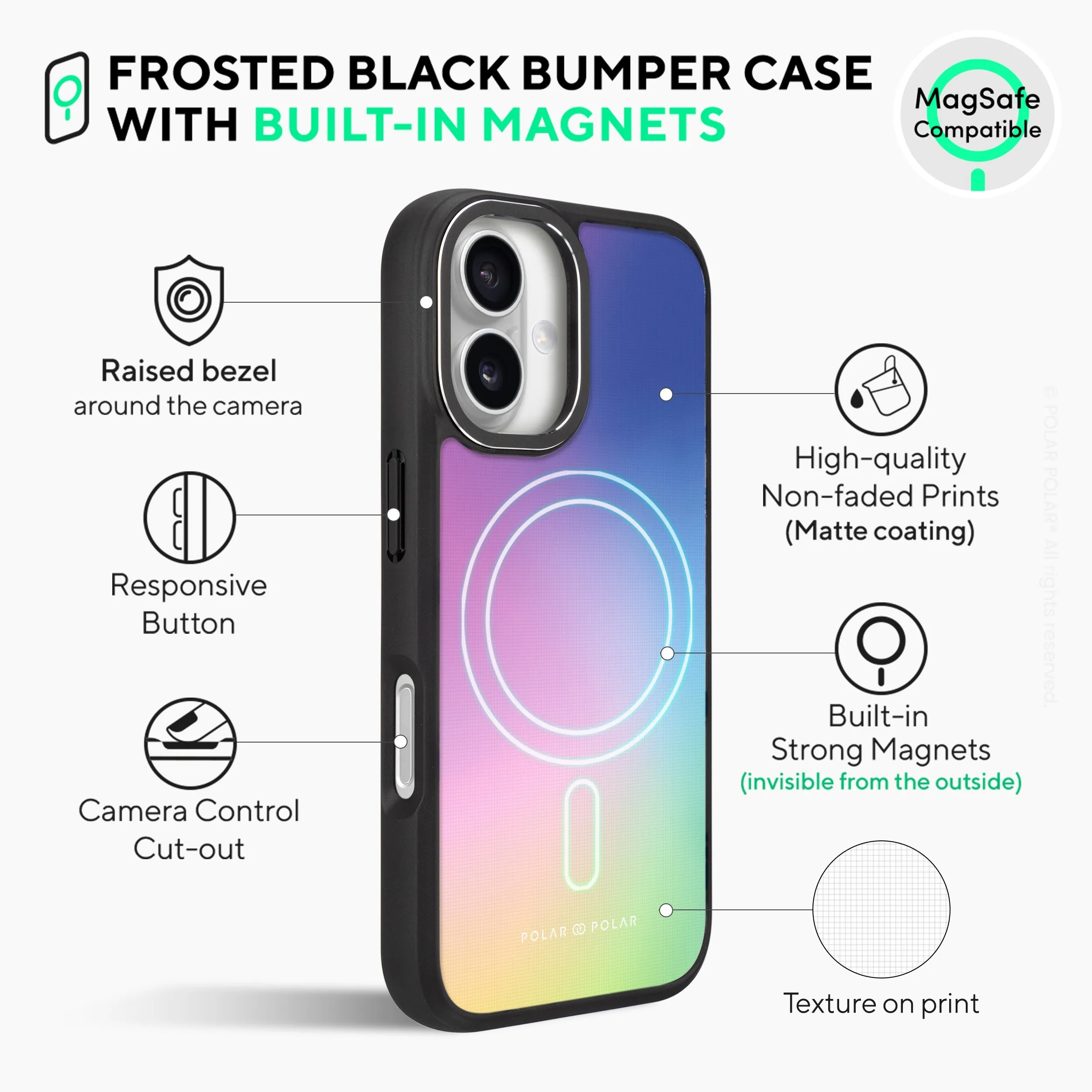 Daydream Holo - iPhone 16 Plus Frosted Black Bumper MagSafe Case