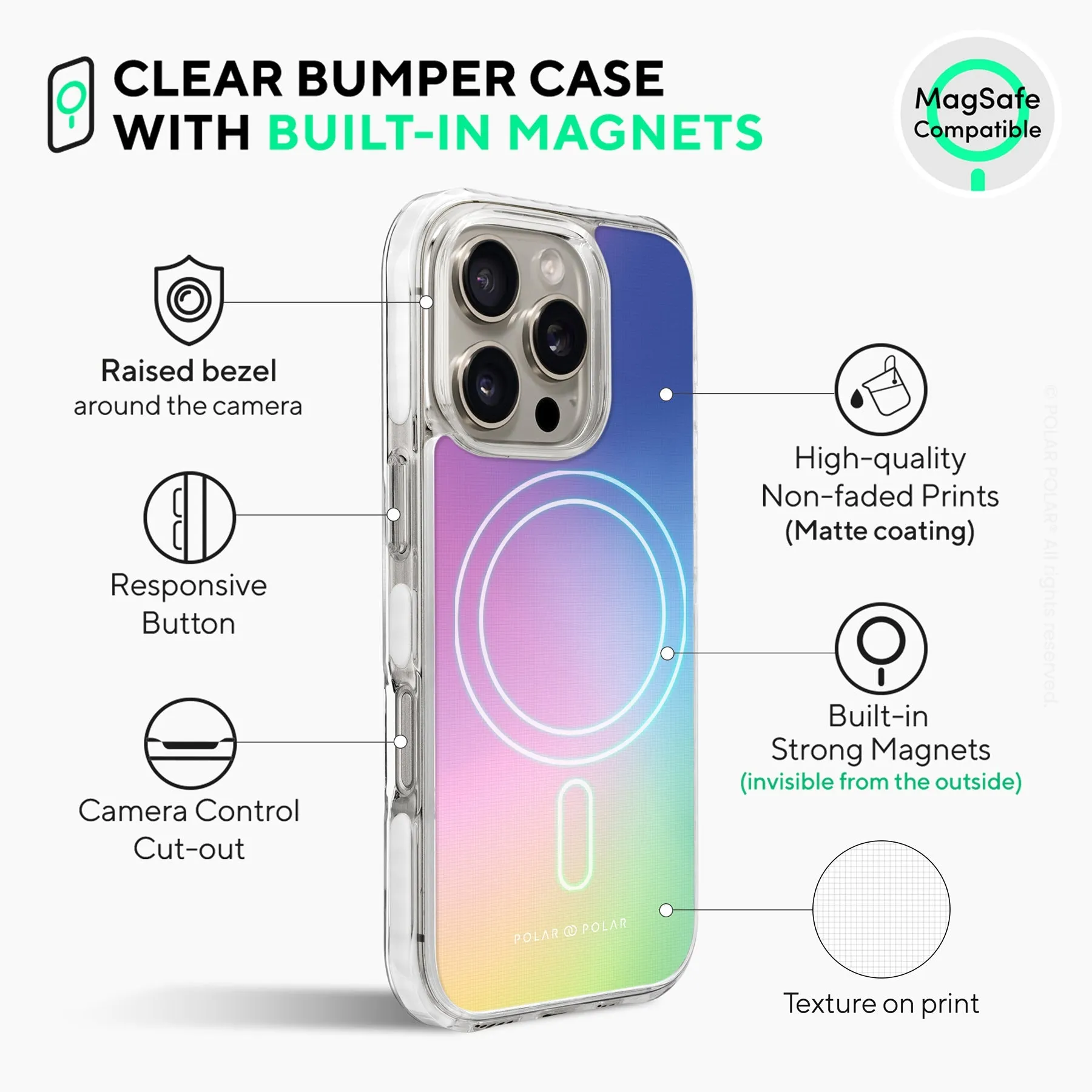 Daydream Holo - iPhone 16 Pro Clear Bumper MagSafe Case