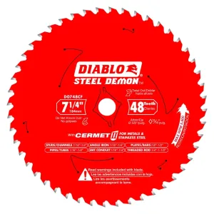 Diablo D0748CFX 7-1/4" 48T Cermet II Saw Blade for Metals & Stainless Steel