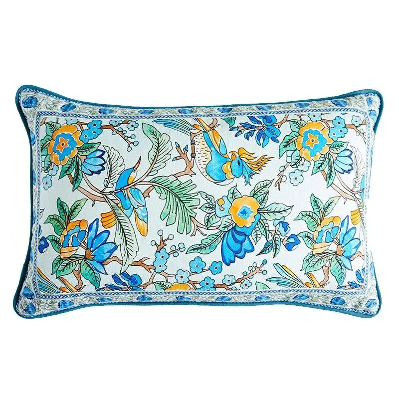 Eastern Spring Birds Printed Throw Pillow Cover