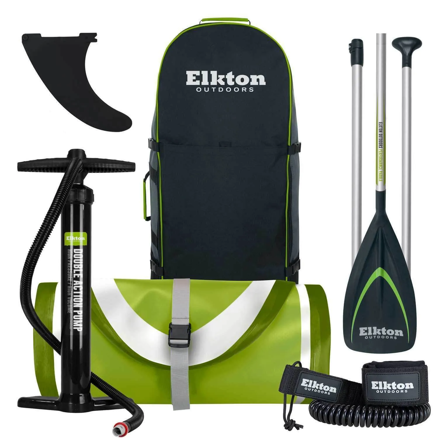 Elkton Outdoors 12' Inflatable Fishing Paddle Board Kit WIth 2 Fishing Rod Holders & Accessory Mount