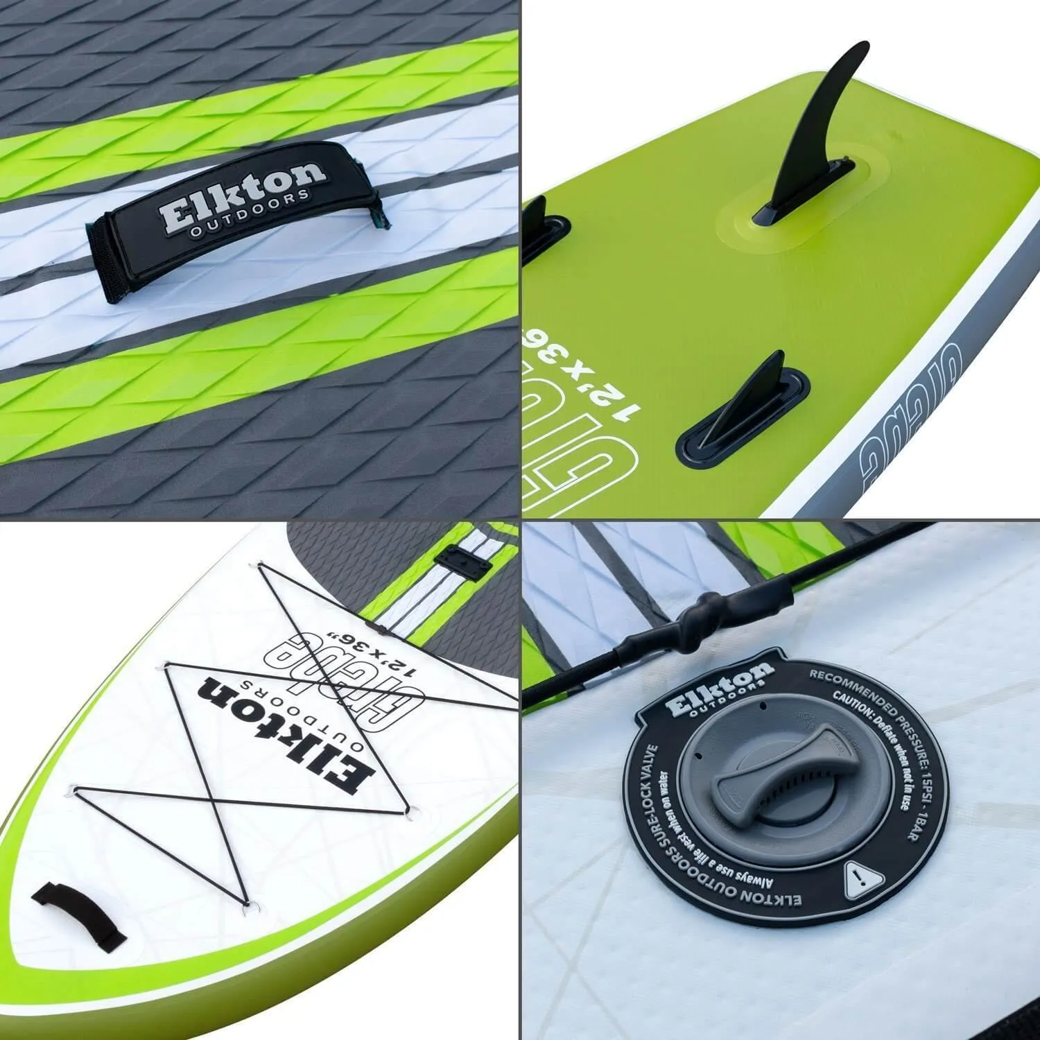 Elkton Outdoors 12' Inflatable Fishing Paddle Board Kit WIth 2 Fishing Rod Holders & Accessory Mount