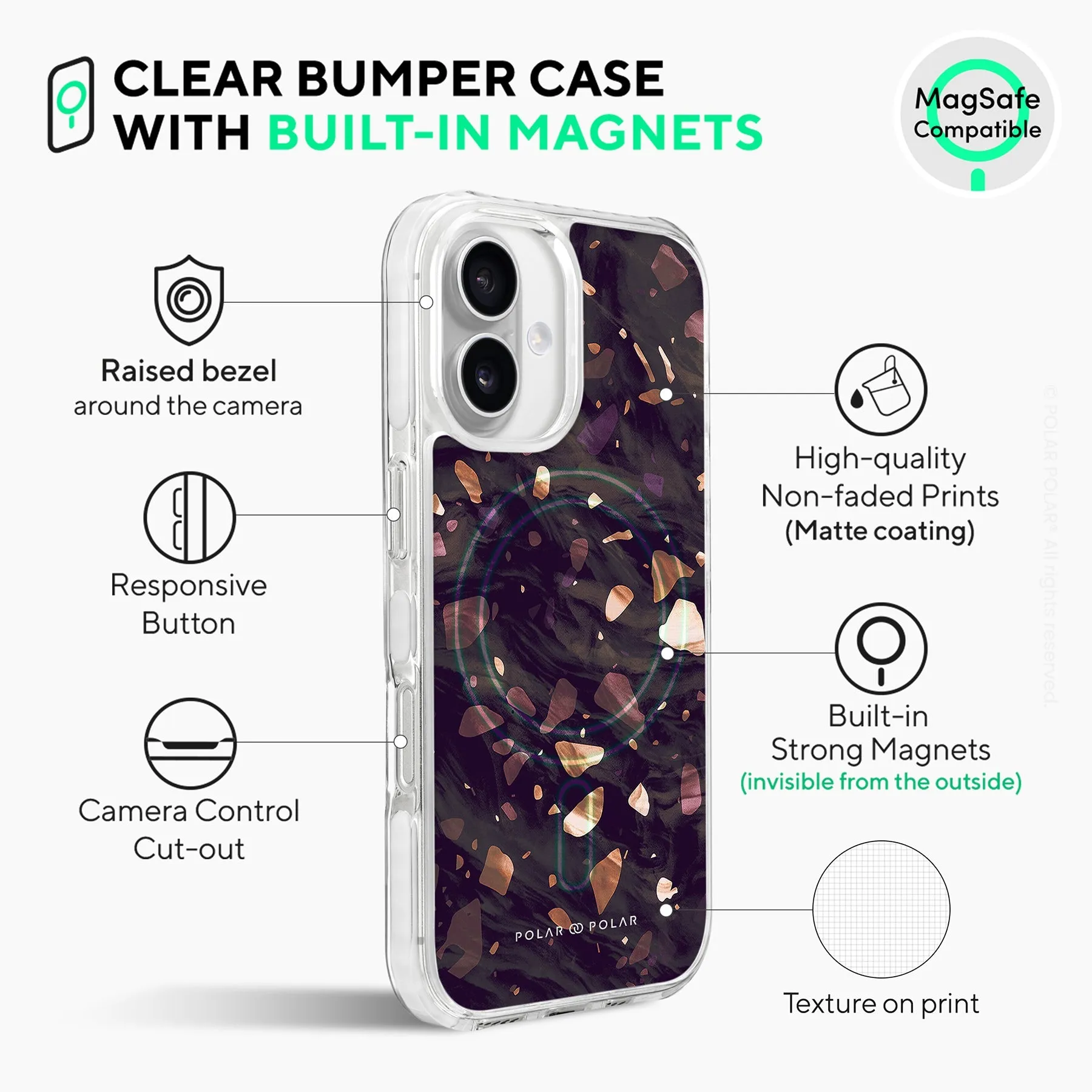 Eminence Terrazzo Gem - iPhone 16 Clear Bumper MagSafe Case