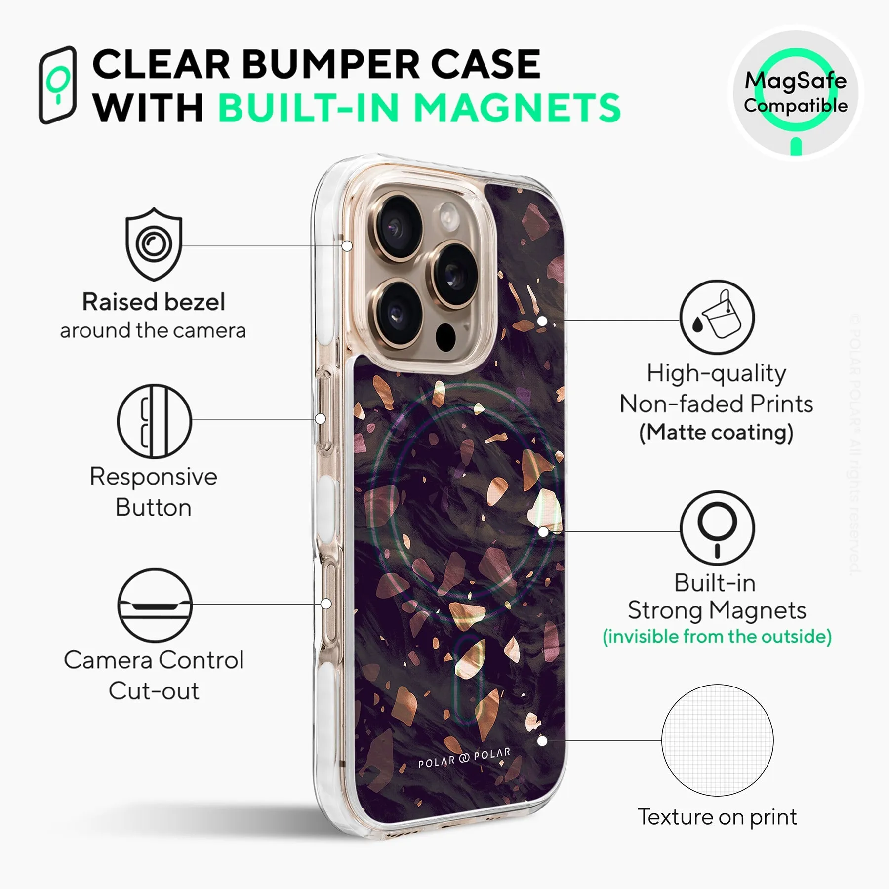 Eminence Terrazzo Gem - iPhone 16 Pro Clear Bumper MagSafe Case