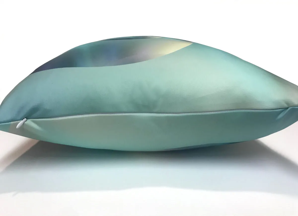Fibonacci Spiral Throw Pillow, Aqua and Cream Reiki Decor - "Serenity Spiral"