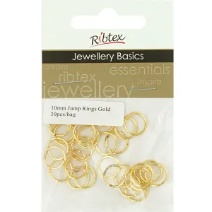 FINDINGS JUMP RINGS GOLD 10MM 30PC