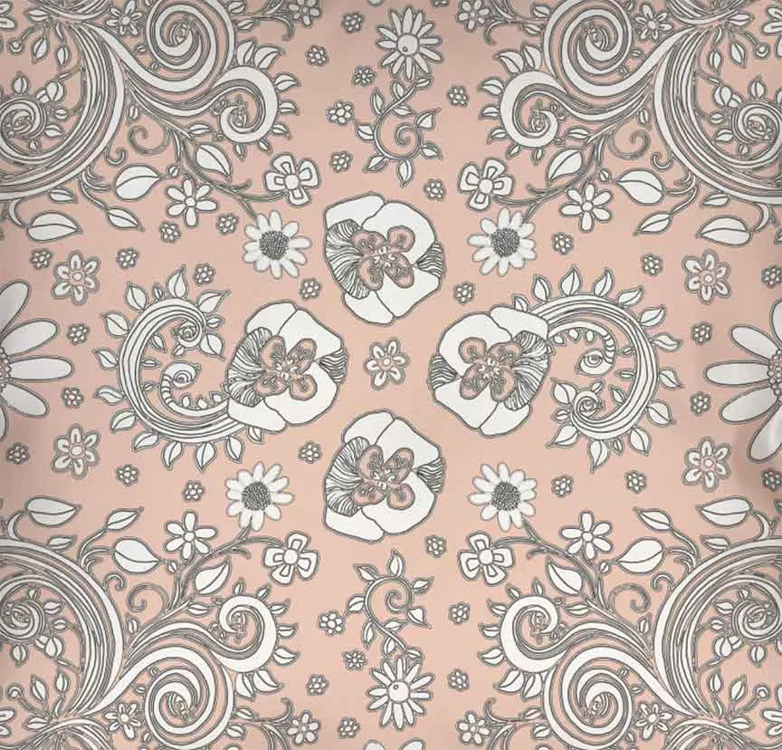 Floral Throw Pillow 'Beige floral 01'