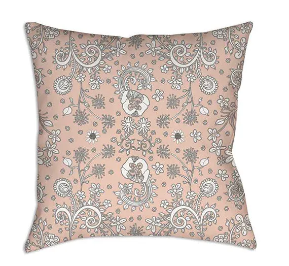 Floral Throw Pillow 'Beige floral 02'
