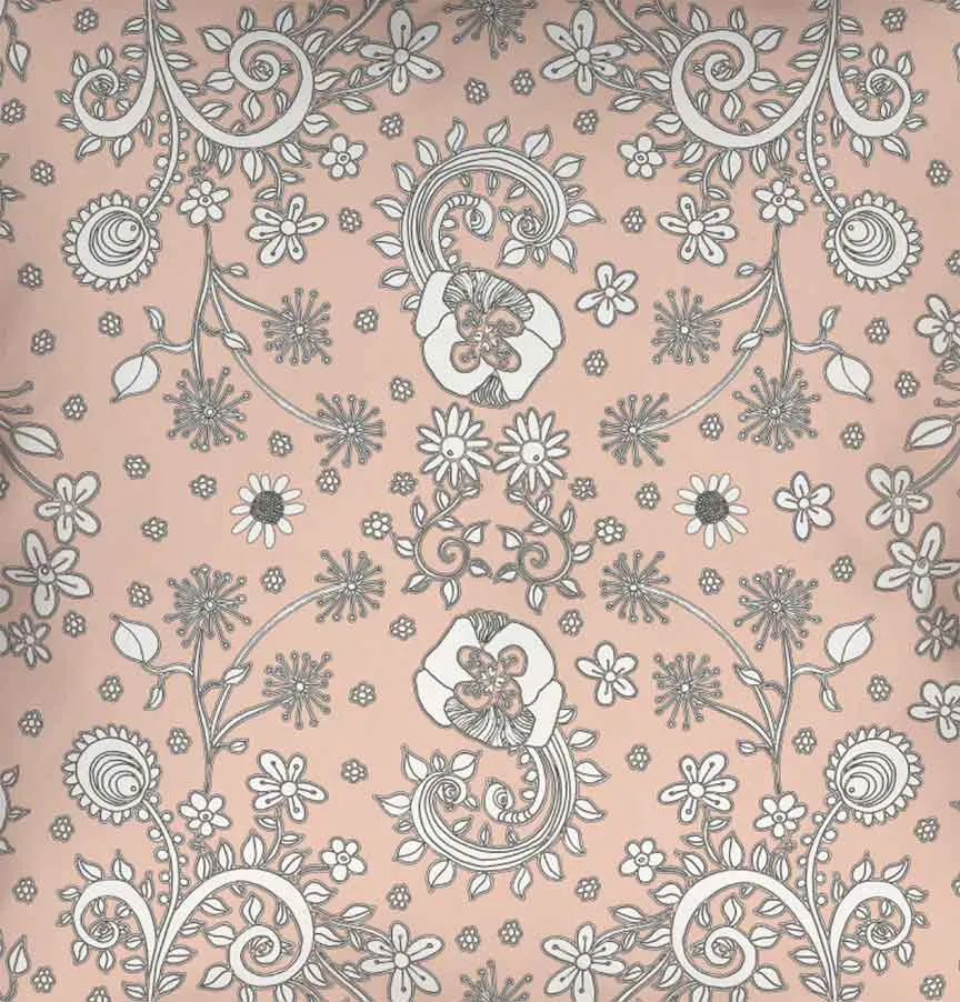 Floral Throw Pillow 'Beige floral 02'