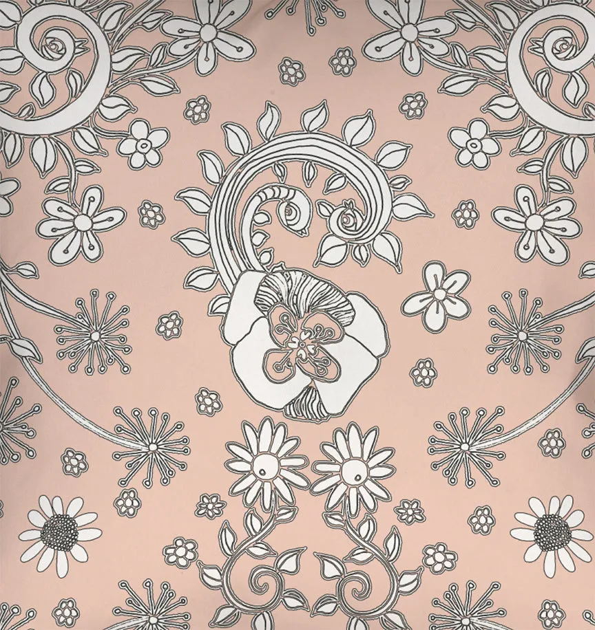 Floral Throw Pillow 'Beige floral 03'