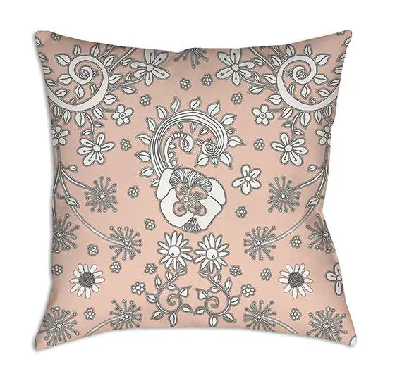 Floral Throw Pillow 'Beige floral 03'