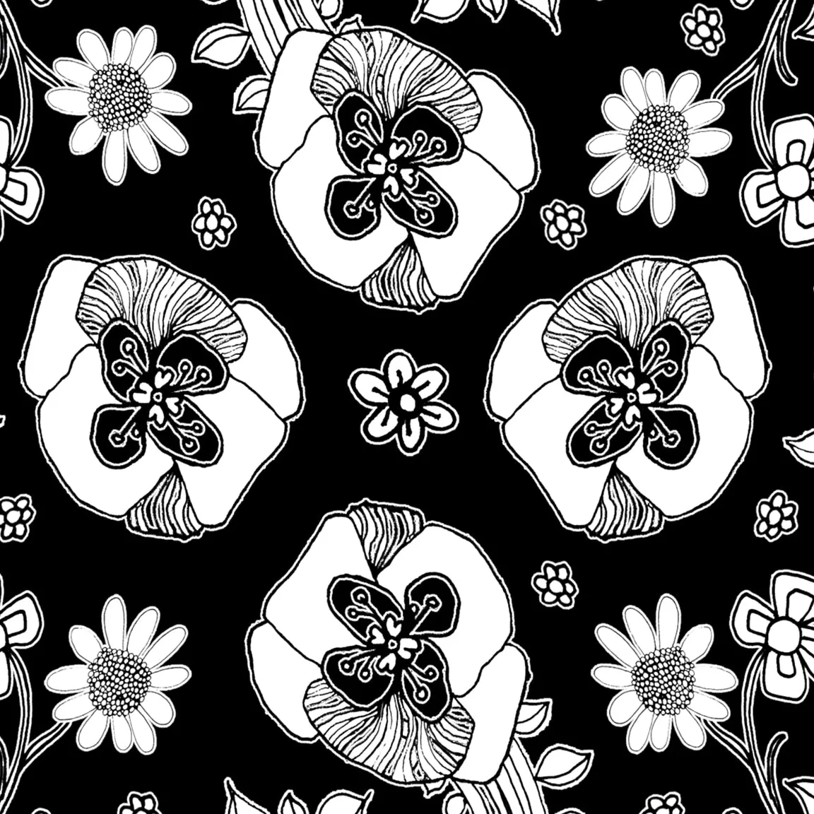 Floral Throw Pillow 'Birds of a Flower 05'