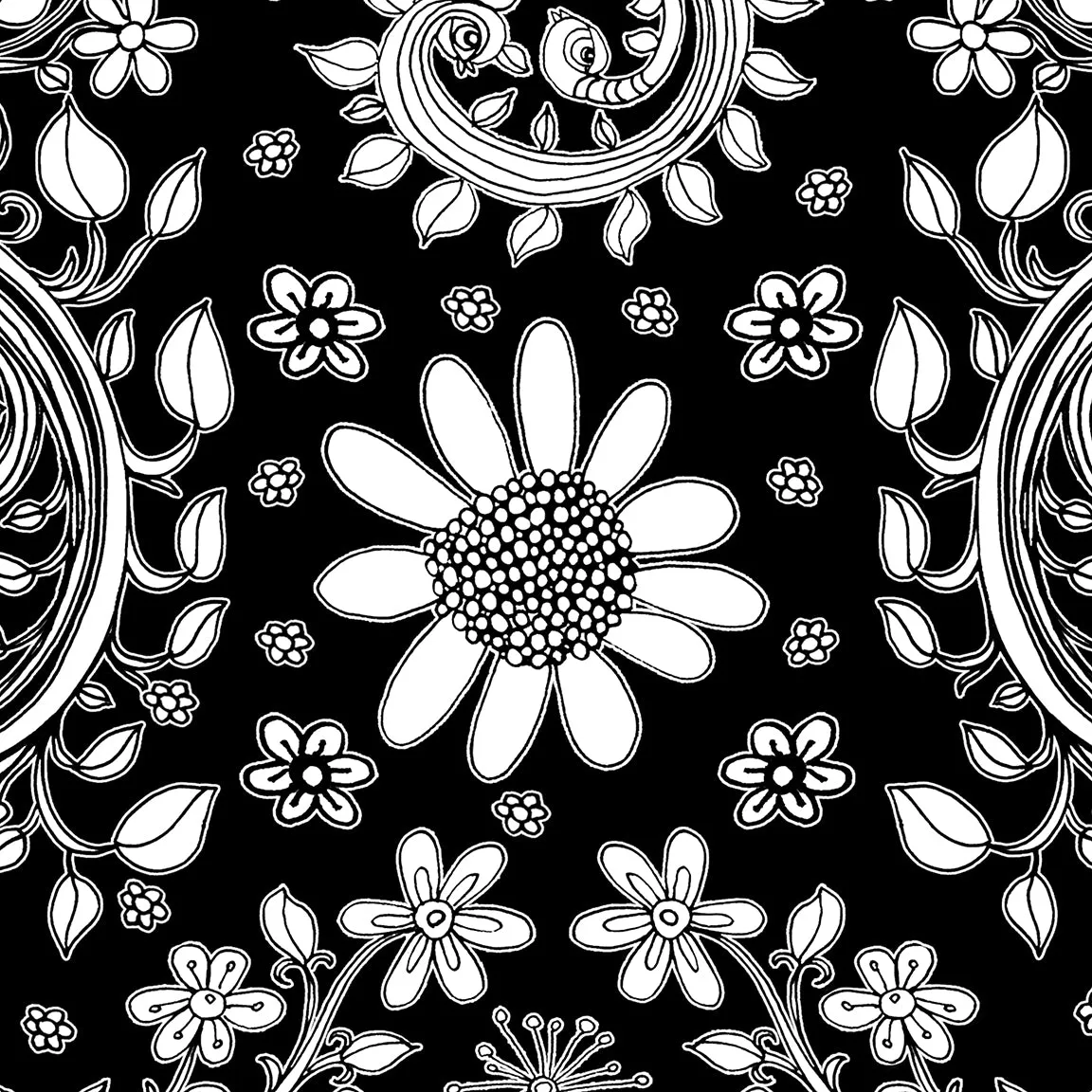Floral Throw Pillow 'Birds of a Flower 06'