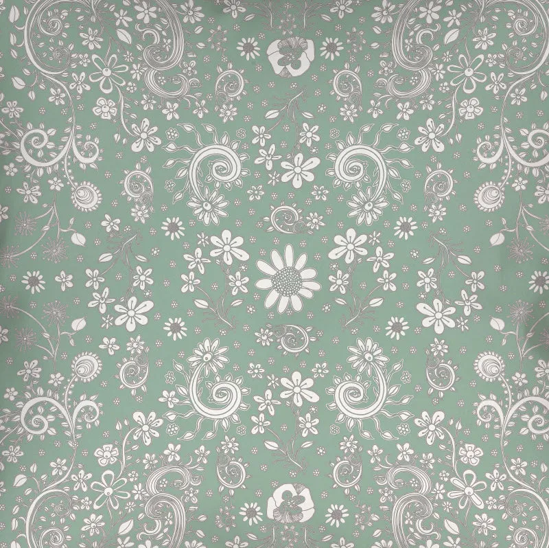 Floral Throw Pillow 'Green Floral 01'