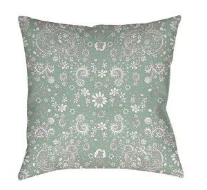 Floral Throw Pillow 'Green Floral 01'
