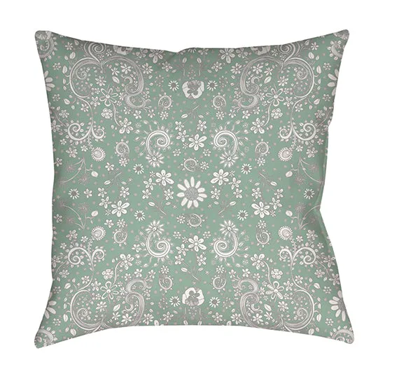 Floral Throw Pillow 'Green Floral 01'