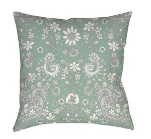 Floral Throw Pillow 'Green Floral 02'