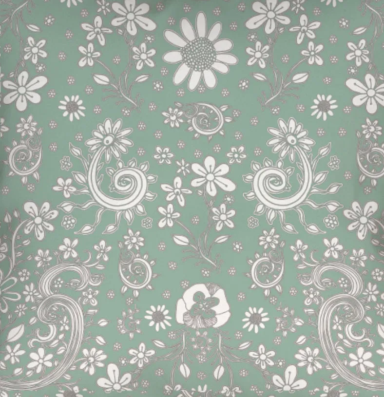 Floral Throw Pillow 'Green Floral 02'