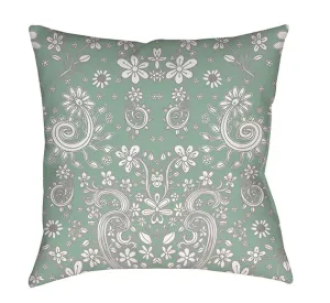 Floral Throw Pillow 'Green Floral 03'