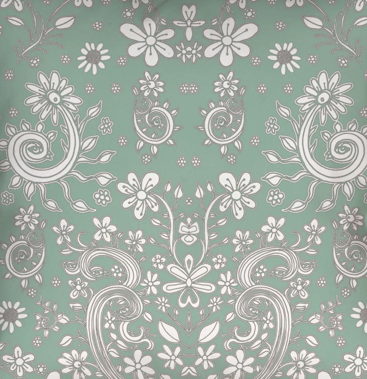 Floral Throw Pillow 'Green Floral 03'