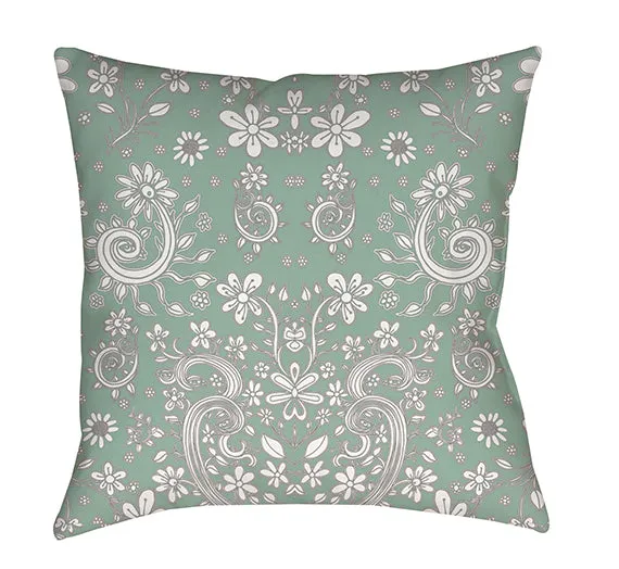 Floral Throw Pillow 'Green Floral 03'