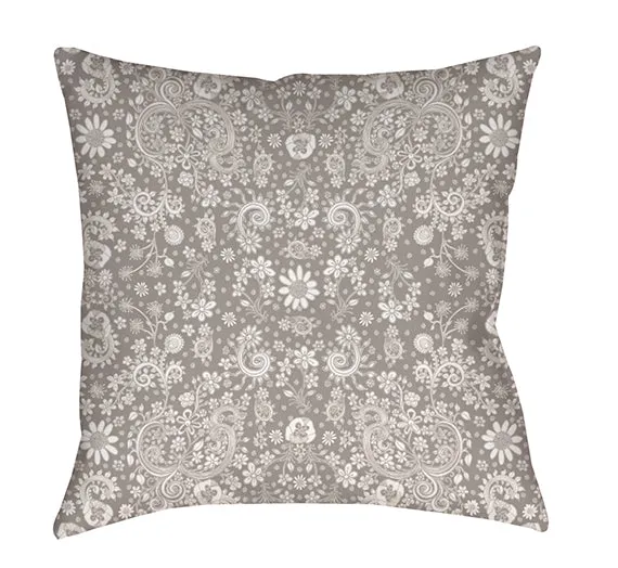 Floral Throw Pillow 'Grey Floral 01'