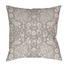 Floral Throw Pillow 'Grey Floral 01'