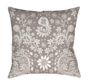 Floral Throw Pillow 'Grey Floral 02'