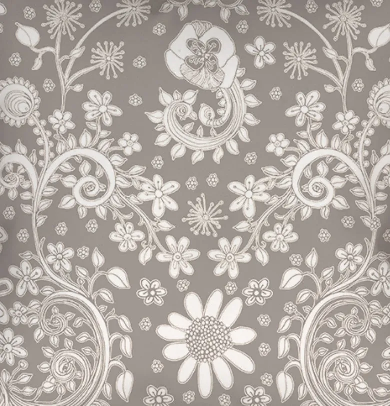Floral Throw Pillow 'Grey Floral 02'