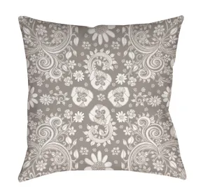 Floral Throw Pillow 'Grey Floral 03'