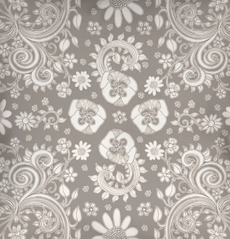 Floral Throw Pillow 'Grey Floral 03'