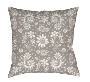Floral Throw Pillow 'Grey Floral 04'
