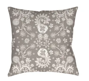Floral Throw Pillow 'Grey Floral 05'