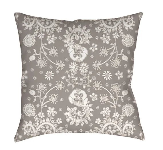 Floral Throw Pillow 'Grey Floral 05'