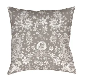 Floral Throw Pillow 'Grey Floral 07'