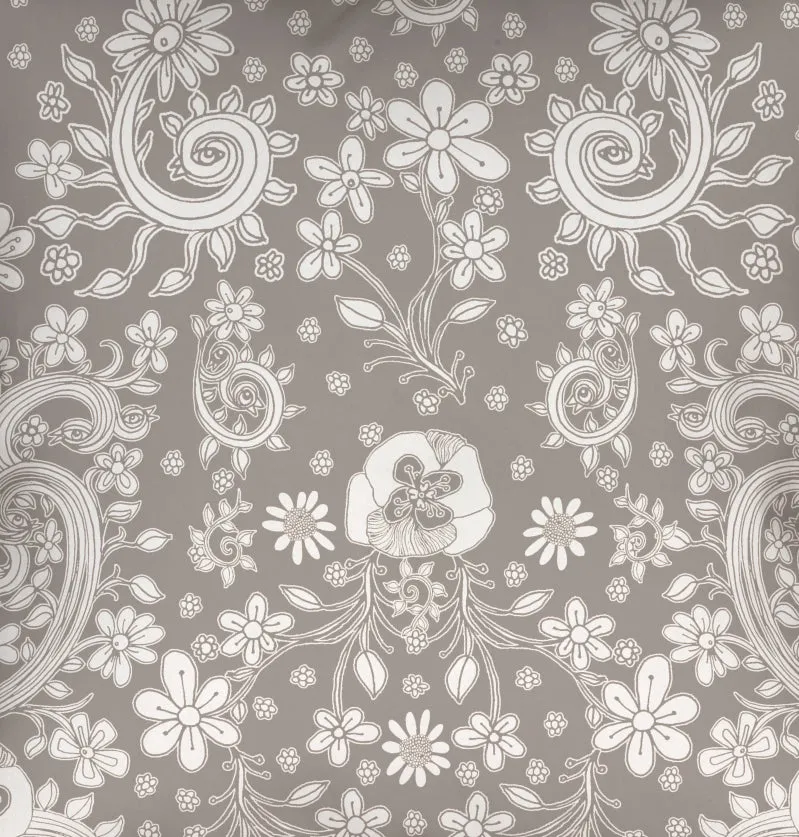 Floral Throw Pillow 'Grey Floral 07'