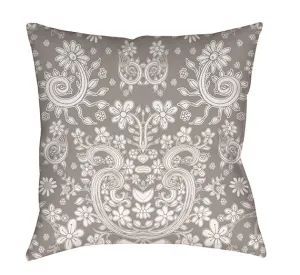 Floral Throw Pillow 'Grey Floral 08'