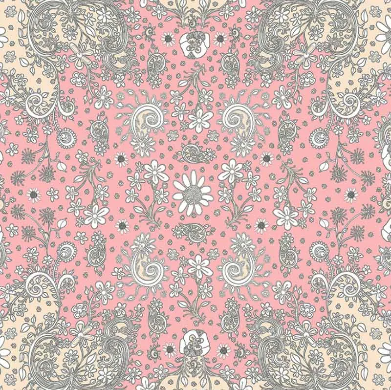 Floral Throw Pillow 'Pink & Beige'